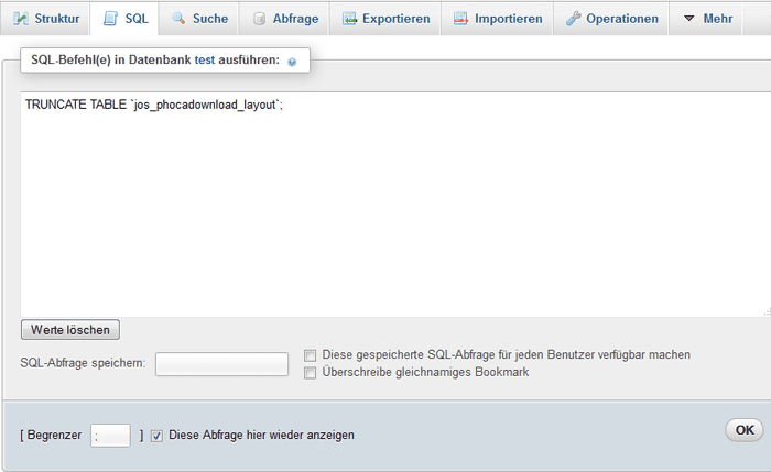 Migration - Truncate Phoca Download Layout table Migration - Truncate Phoca Download Layout Tabelle