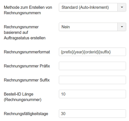 Abrechnung - Parameter