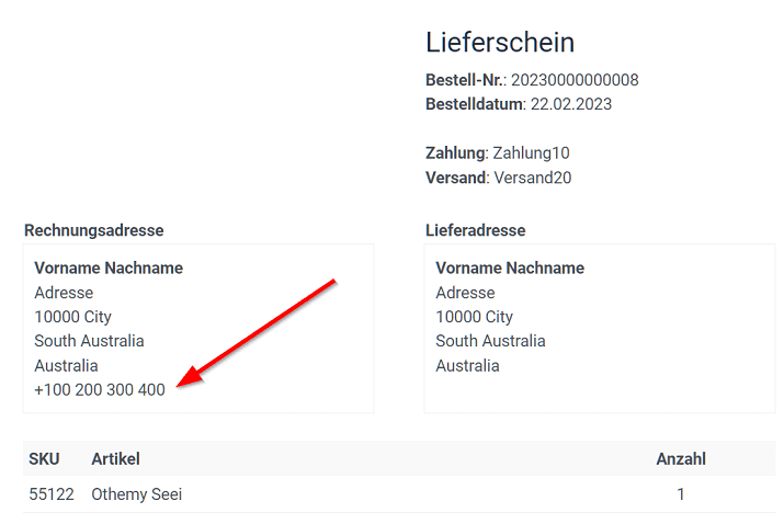 Phoca Cart - Variables displayed in documents