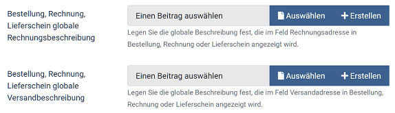 Phoca Cart - Artikel für Bestellung, Rechnung, Lieferschein erstellen - Globale Rechnungsbeschreibung - Optionen