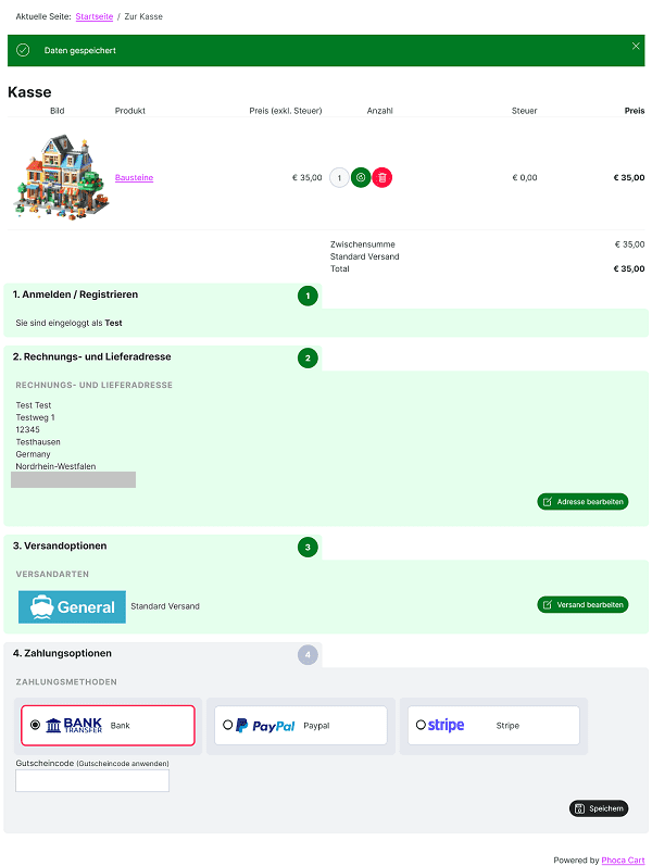 Phoca Cart checkout