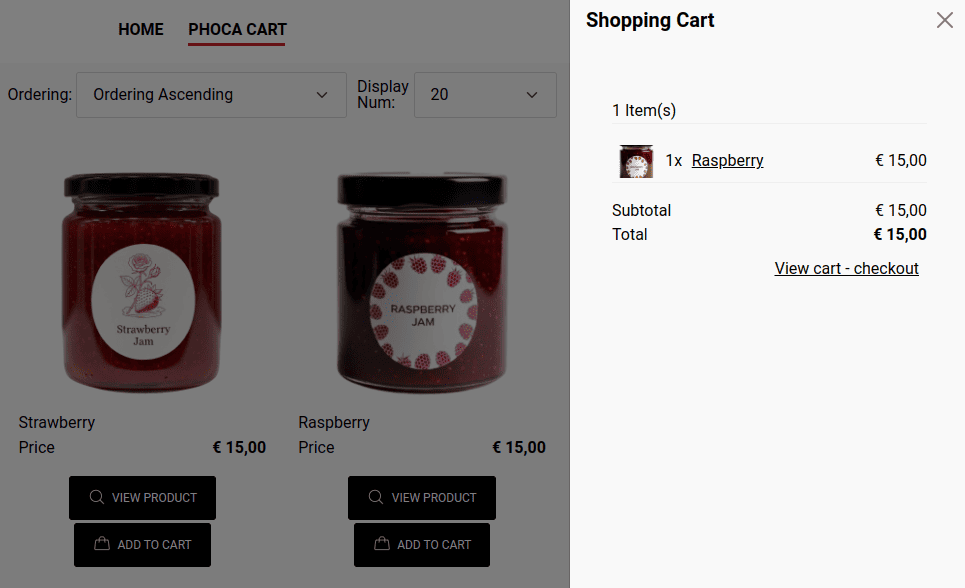 Display products in cart in offcanvas