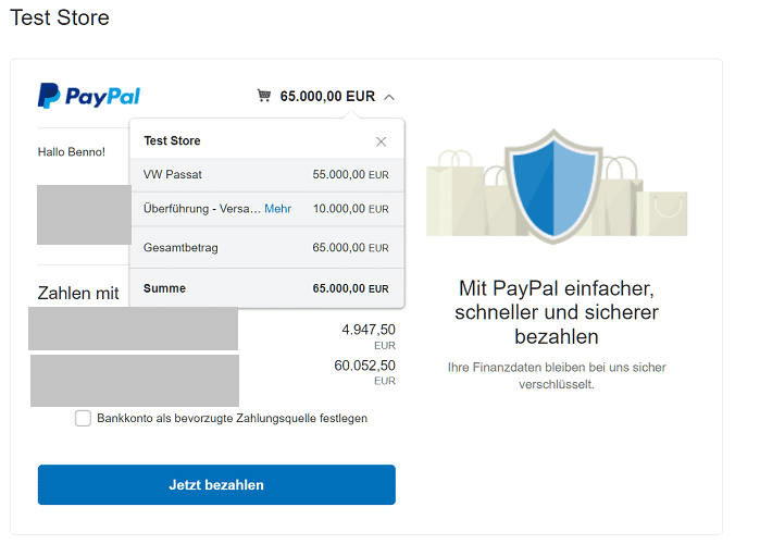 PayPal Zahlung