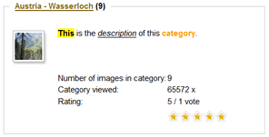 Phoca Gallery Parameters - Display Categories Style - Description