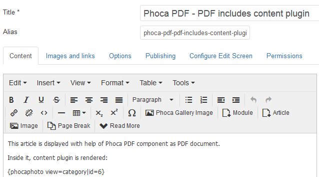 Phoca PDF - Artikel erstellen