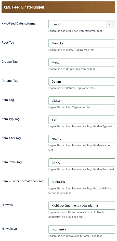 Setting XML Feed Tags