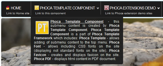 Phoca Template Component - Custom Submenu - Html Content
